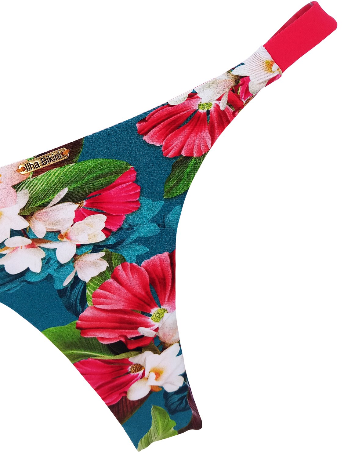 Calcinha De Biqu Ni Fixa Dupla Azul Floral Ilha Bikini