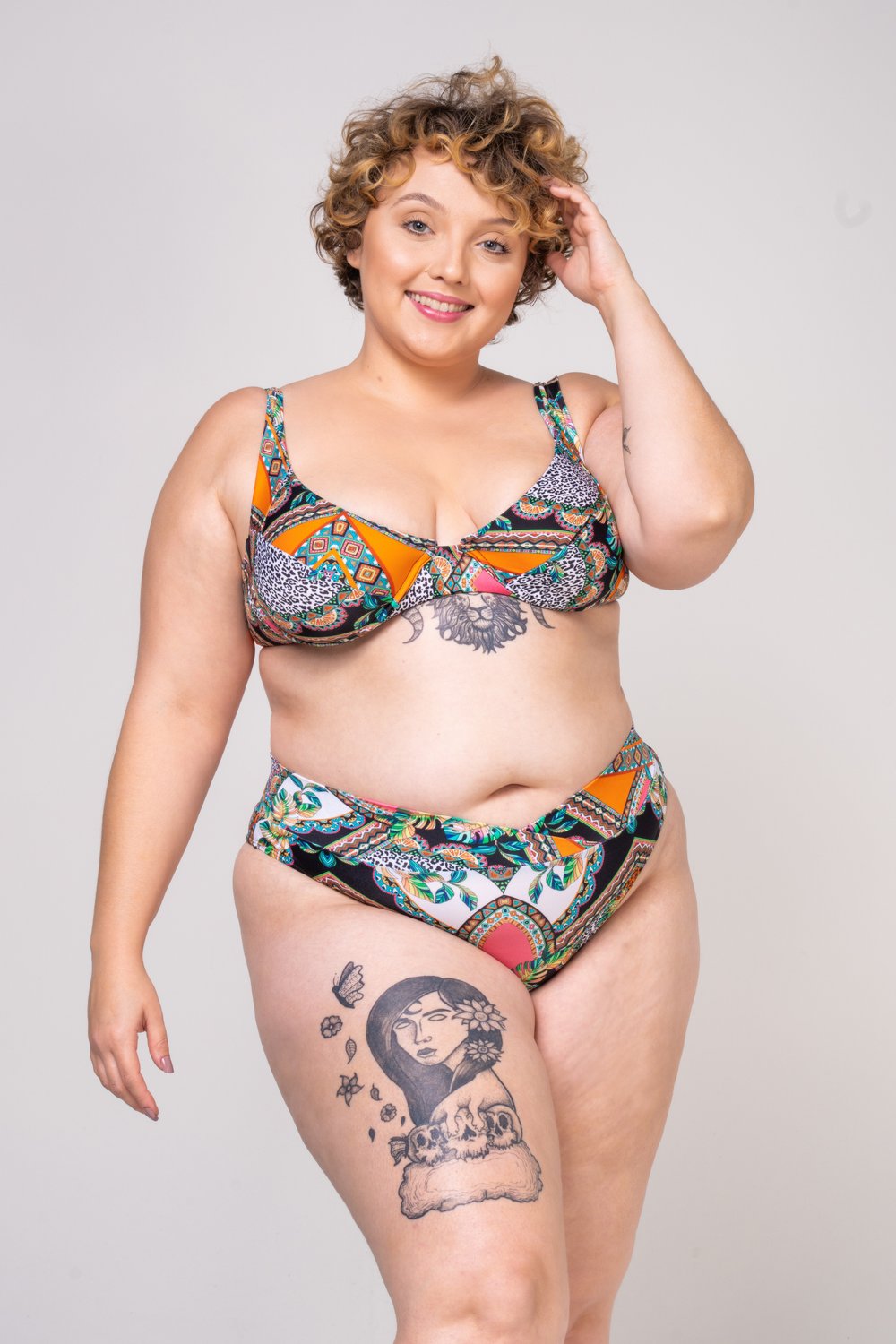 Calcinha De Biqu Ni Barra Em V Mix De Estampas Laranja Ilha Bikini