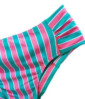 Calcinha Plus Size Fio Confort Listras Rosa E Verde Ilha Bikini