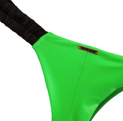Calcinha De Biqu Ni Lateral Franzida Verde E Preto Ilha Bikini