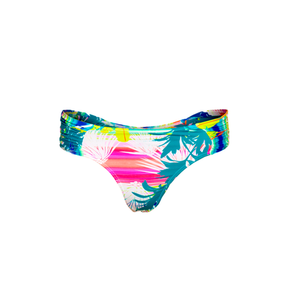 Calcinha De Biquíni Fio Média Folhas Coloridas Ilha Bikini