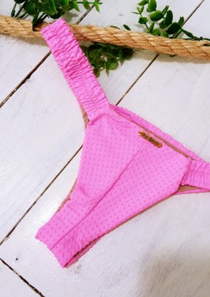 Calcinha De Biqu Ni Lateral Franzida Texturizada Rosa Neon Ilha Bikini