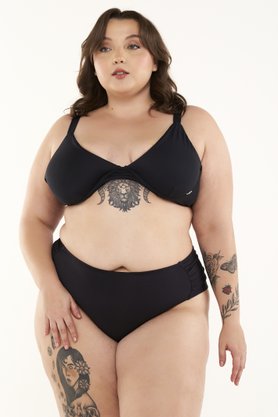 Calcinha Plus Size Fio Confort Preta Ilha Bikini