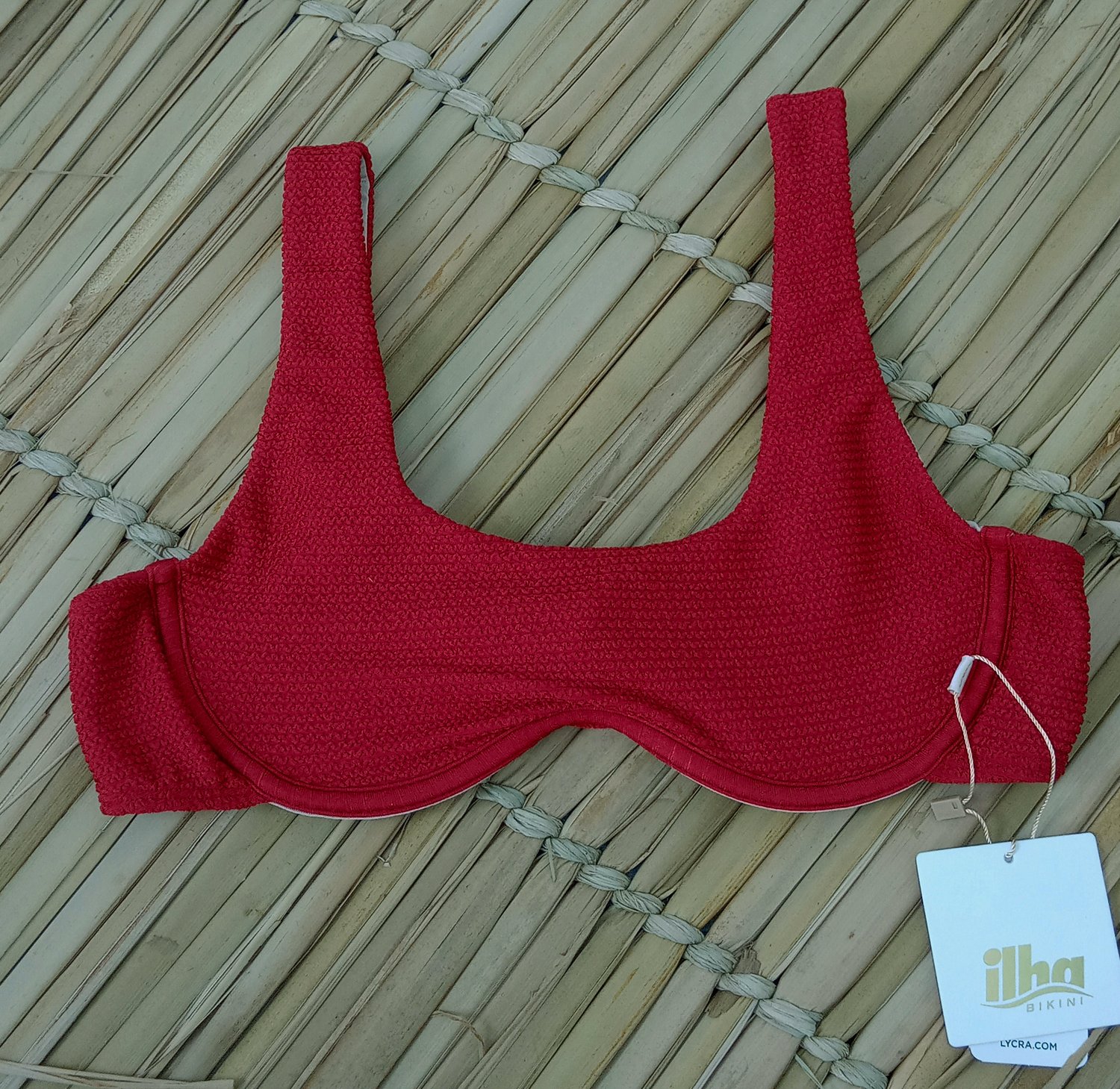 Top Biquíni Aro Texturizado Vermelho Ilha Bikini