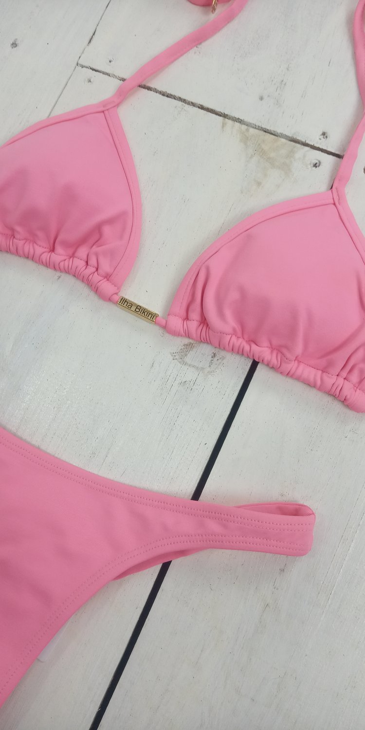 Suti Biqu Ni Cortininha Coral Claro Bojo Ilha Bikini