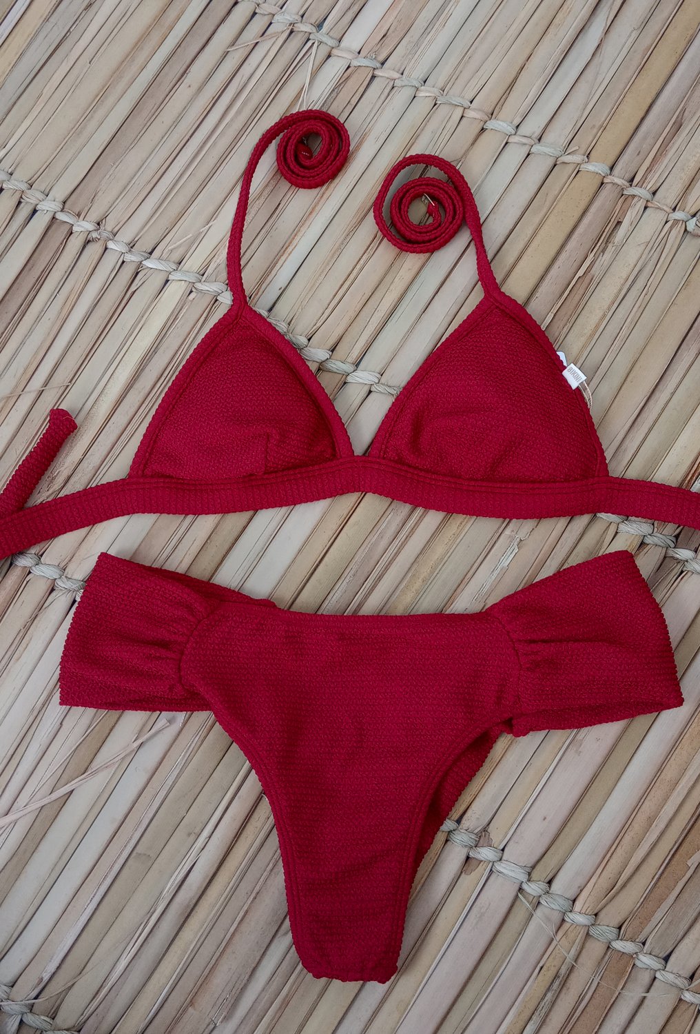 Sutiã Biquíni Texturizado Vermelho Fixo Ilha Bikini