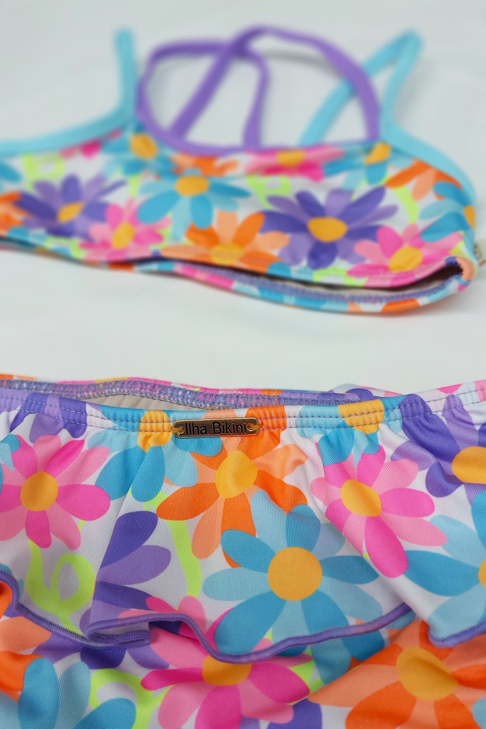 Conjunto De Biquíni Infantil Alças Duplas Flores