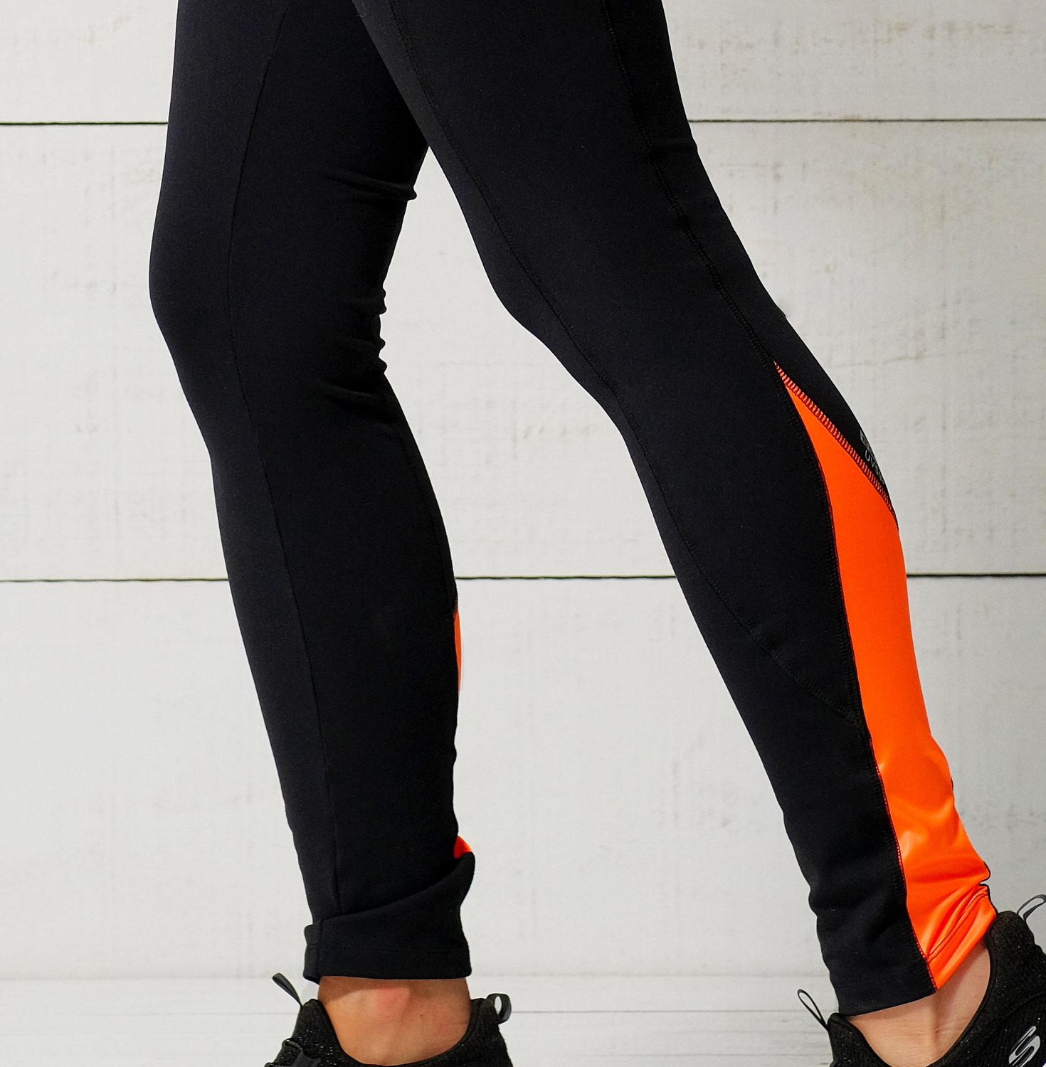 Calça Legging Preta Com Recorte Laranja Neon - Ilha Bikini