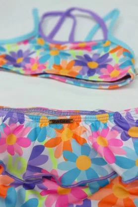 Conjunto De Biquíni Infantil Alças Duplas Flores
