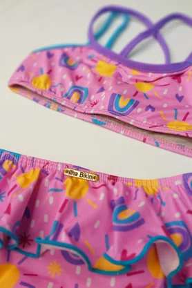 Conjunto De Biquíni Infantil Alças Duplas Arco Íris