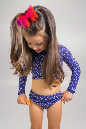 Conjunto Infantil Cropped Marinho Corações