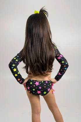 Conjunto Infantil Cropped Estrelas Neon