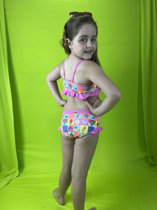 Conjunto Infantil Babados Xadrez Jardim
