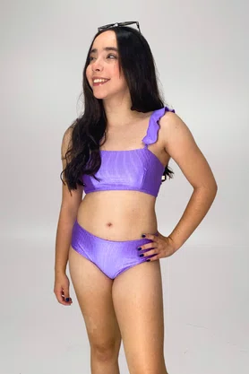 Conjunto Juvenil Babado Lilás Canelado