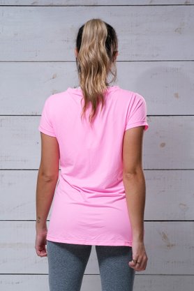 Blusa IB SPORT Decote V Rosa Neon