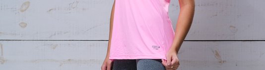 Blusa IB SPORT Decote V Rosa Neon