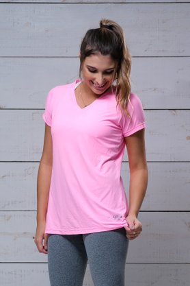 Blusa IB SPORT Decote V Rosa Neon