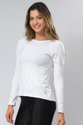 Blusa Com Proteção UV Manga Raglan Branca