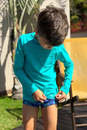 Blusa Infantil Proteção UV Azul Turquesa IB SPORT