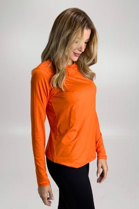 Blusa Penélope Manga Longa Laranja com Proteção UV | IB SPORT