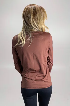 Blusa Penélope Manga Longa Marrom com Proteção UV | IB SPORT