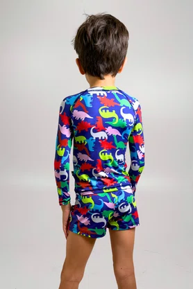 Blusa Infantil Com Proteção UV Dino Colorido