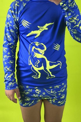 Blusa Infantil Com Proteção UV Azul Dino