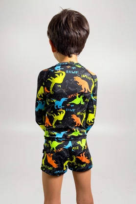 Blusa Infantil Com Proteção UV Dino Neon