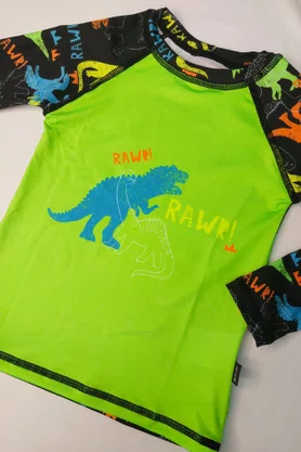 Blusa Infantil Com Proteção UV Dino Neon