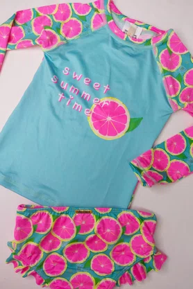 Blusa Infantil Com Proteção UV Laranjas Neon