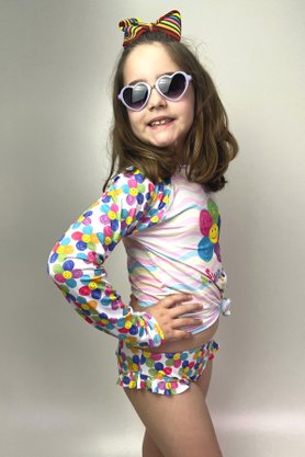 Blusa Infantil Com Proteção UV Smiley Flores