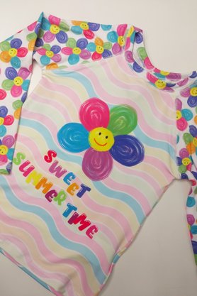 Blusa Infantil Com Proteção UV Smiley Flores