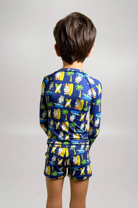 Blusa Infantil Com Proteção UV Marinho Zebras