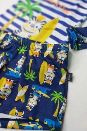 Blusa Infantil Com Proteção UV Marinho Zebras