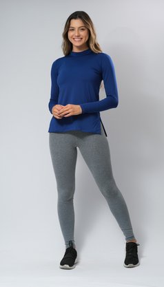 Blusa Térmica Com Fenda Lateral Marinho
