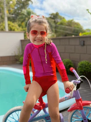 Body Infantil Manga Longa Magenta