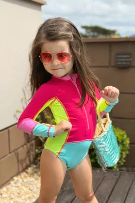 Body Infantil Manga Longa Rosa
