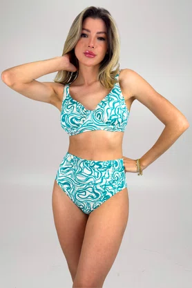 Hot Pants Amores Abstrato Turquesa