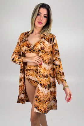 Hot Pants Amores Animal Print Caramelo
