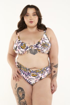Calcinha Armação Plus Size Folhas Laranja
