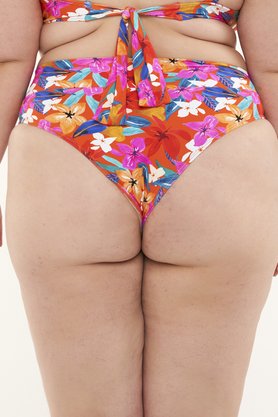 Calcinha Armação Plus Size Laranja Floral