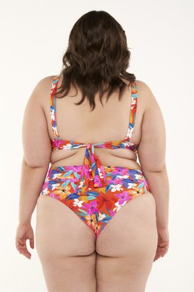 Calcinha Armação Plus Size Laranja Floral