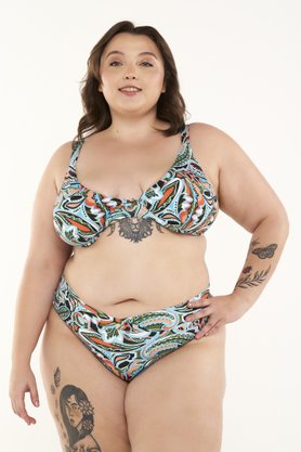 Calcinha Armação Plus Size Paisley Verde