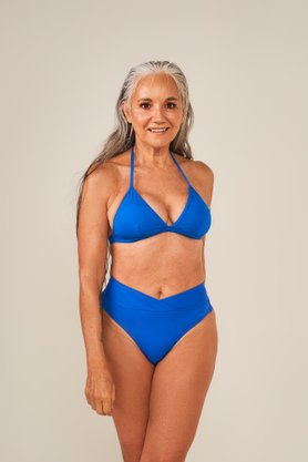 Calcinha De Biquíni Barra em V Semi Fio Azul Royal