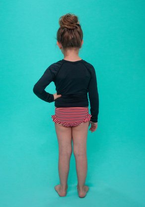Calcinha De Biquíni Infantil Com Babadinho Laranja Listras