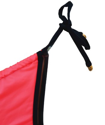 Calcinha De Biquíni Cortininha Laranja Flúor Com Viés Colorido