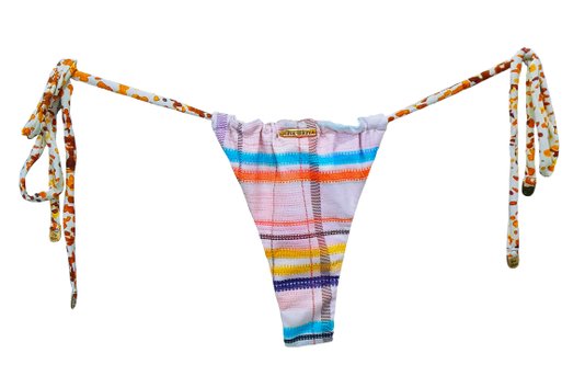 Calcinha De Biquíni Cortininha Dupla Listras