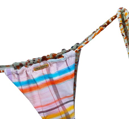 Calcinha De Biquíni Cortininha Dupla Listras