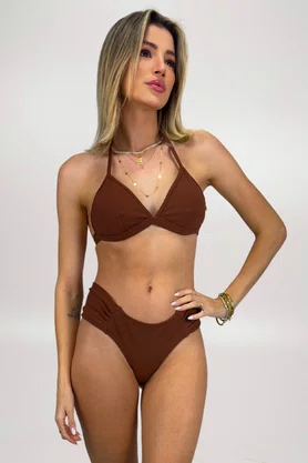 Calcinha De Biquíni Noronha Choco Textura