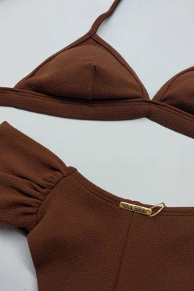Calcinha De Biquíni Noronha Choco Textura